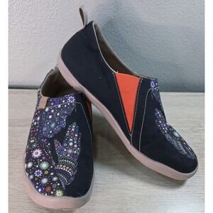 UIN Praying Hands Art Travel Shoes Slip On Canvas Toledo Map Sole Womens 9.5 EU